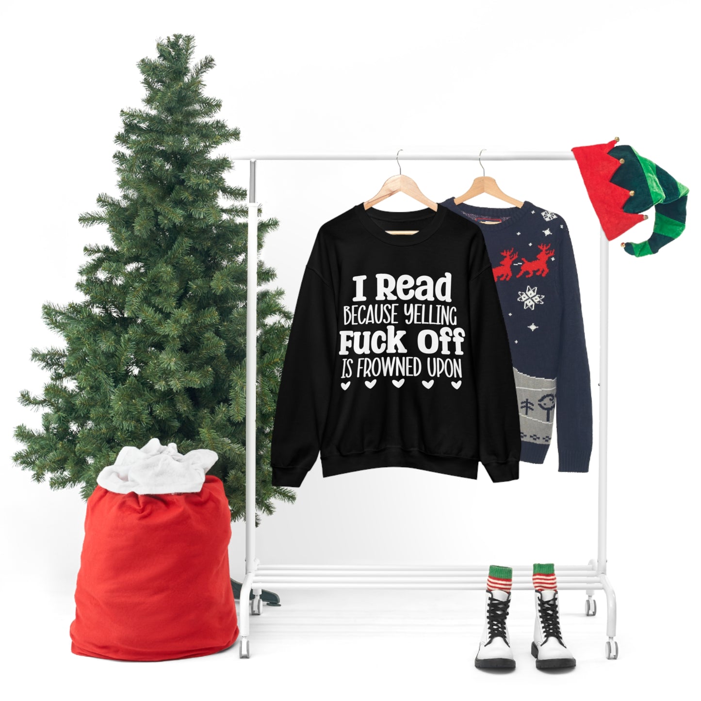 I Read Because Yelling Fuck Off is Frowned Upon Crewneck Sweatshirt
